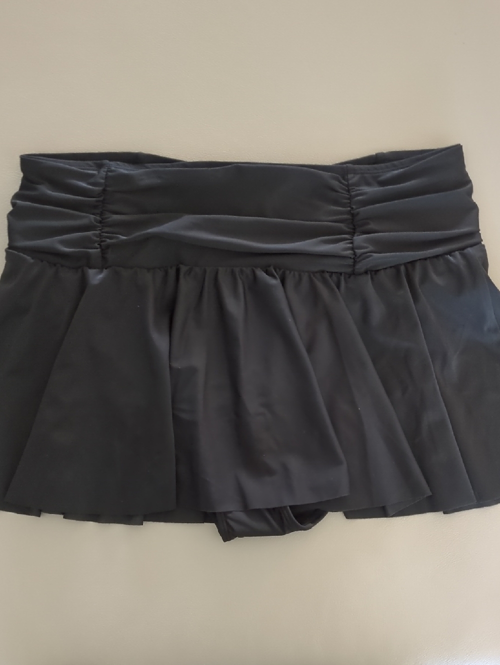 VENUS Black Pleated Rio Swim Skirt with Built-In Bottoms